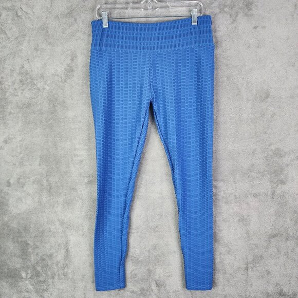 Womens Blue High-Waisted Textured Butt Shaping Leggings Size XL - Picture 2 of 11